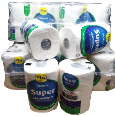 BIG 12 rollos de papel de limpieza de tela de cocina grandes jumbo blanco 2 capas