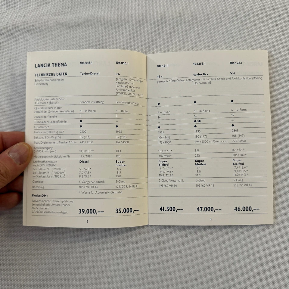 Lancia Theme 1990 datos técnicos lista de precios folleto europeo alemán 8,32 vagón Foto 3 de 4