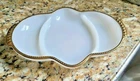 Fire King Milk Glass Divided Relish Tray Gold Trim Dish Hobnail Trim VTG