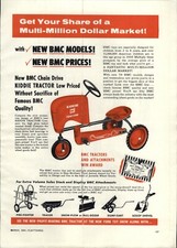 1954 PAPER AD 3 PG BMC Toy Kiddie Farm Tractor Road King Coaster Wagon Pedal Car