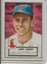 1952 Topps Baseball Card Randy Gumpert  Pitcher Boston Red Sox EX Mint R/B # 247