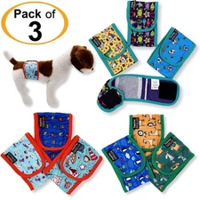 PACK - 3 Male Boy BELLY BAND Dog Diapers Wrap Reusable Washable For SMALL Pet