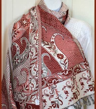 Double sided cotton handloom woven Shawl Stole Wrap burgundy white color India