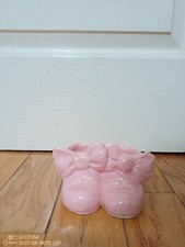 Vintage Pottery Pink Baby Shoes with Giant Bows