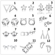 925 Sterling Silver Stud Earrings High Polished Butterfly Post Backs 12 styles