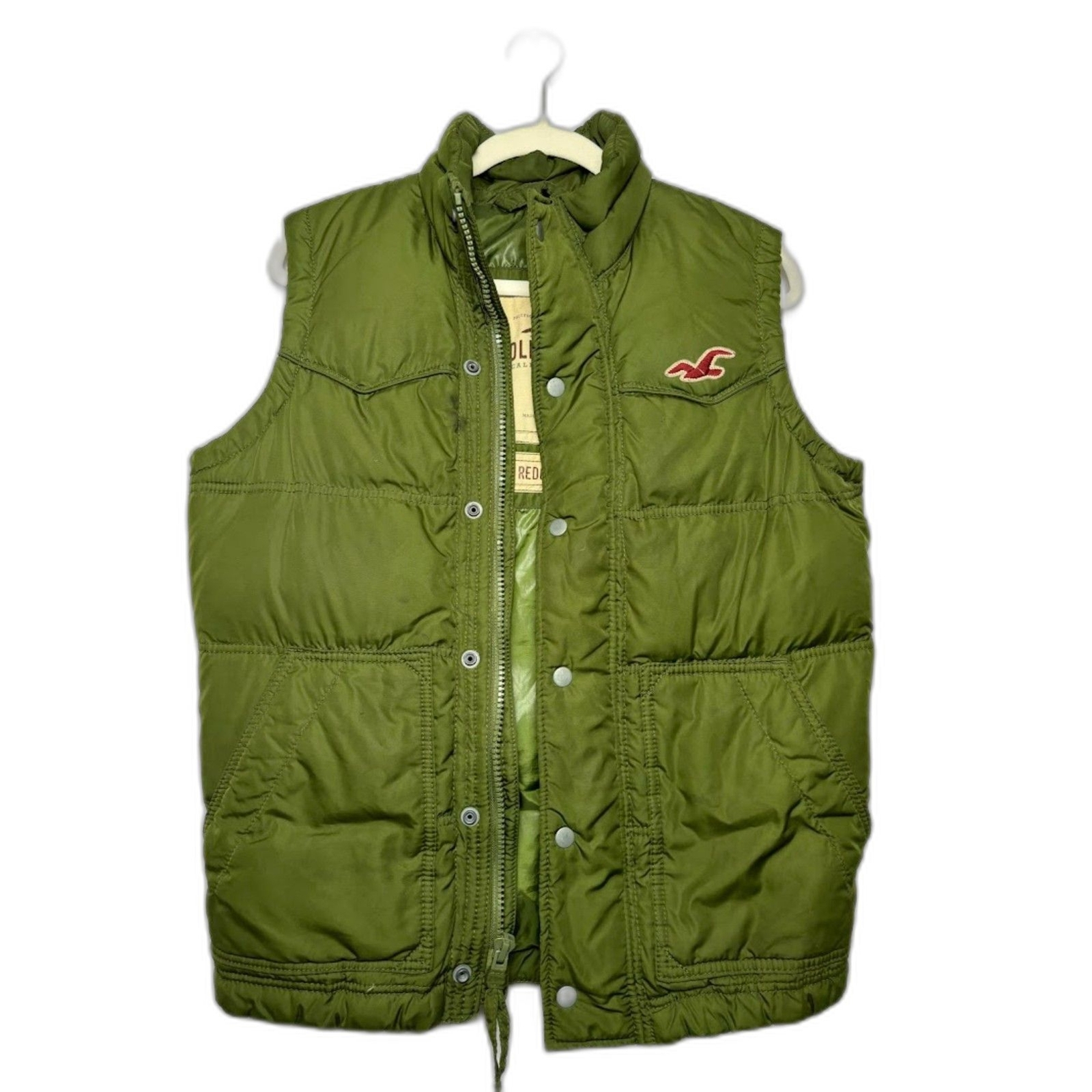 Vintage y2k Hollister Redondo Puffer Vest Green size small Down Army Preppy