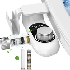 Bidet Fresh Water Spray Kit Non Electric Toilet Seat Attachment with Dual Nozzle