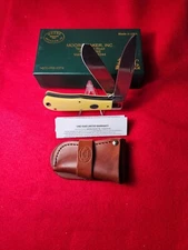 Moore Maker USA 3206 Large Trapper Knife Yellow Delrin Handles New In Box