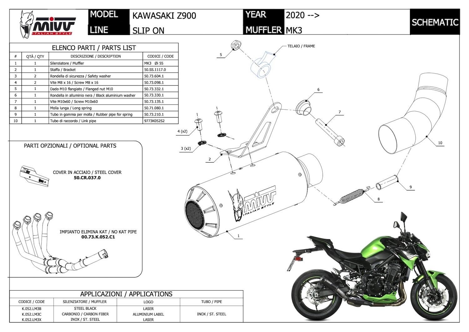 MIVV EXHAUST OEM MK3 STEEL BLACK KAWASAKI Z900 Z900 2022 22 eBay