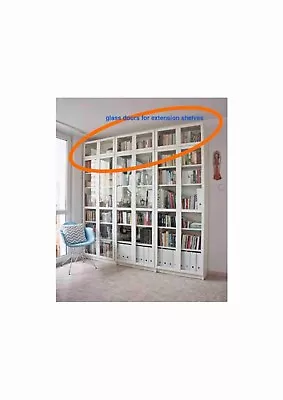 Ikea Bookcase Glass Doors For Height Extension X 7 Oxberg