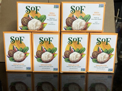 6 - SoF South Of France Triple Milled Bar Soap Shea Butter, 6 oz Non GNO Vegan