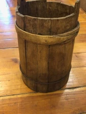 Early Primitive Wood-Staved Churn Firkin Barrel-BentwoodTBand/Wire Band~PR740-M