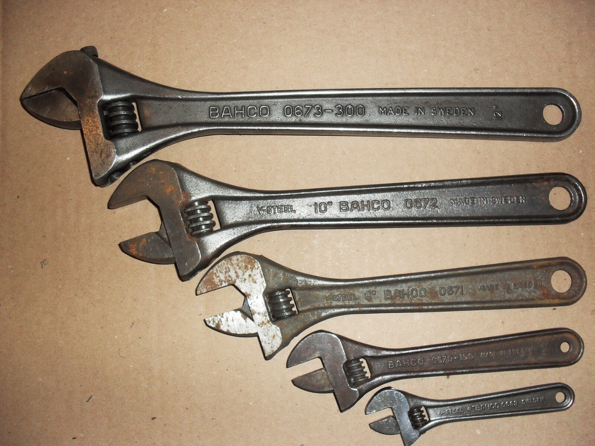 BAHCO ADJUSTABLE WRENCHES- SIZES;12 BAHCO ADJUSTABLE WRENCHES- SIZES;12