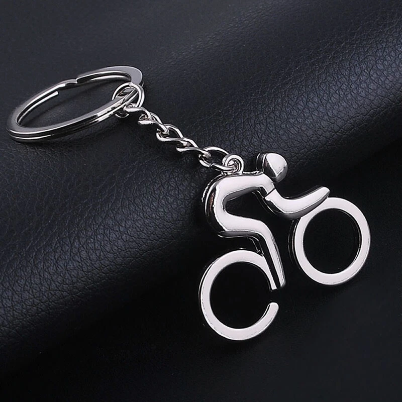 Silver Metal Bike Cycling Riding Keychain Keyring Keyfob for Key