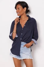 $148 Michael Stars Robyn Button Up Top in Navy Women Size M NEW
