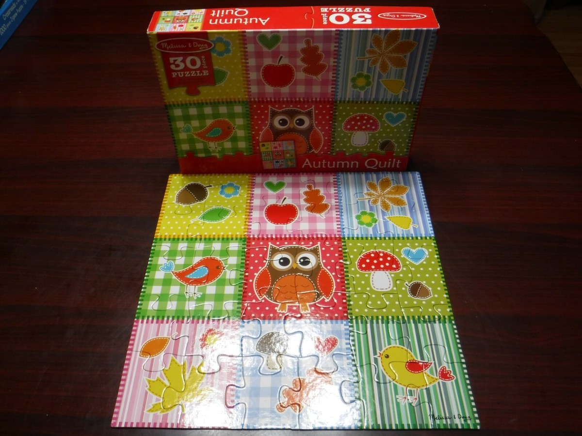 Melissa Doug 30 Piece Jigsaw Puzzle Autumn Quilt Complete