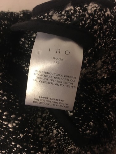 Chaqueta Iro Boucle Anillo Ribete Chada Blanco y Negro Talla 34 - Imagen 7 de 8