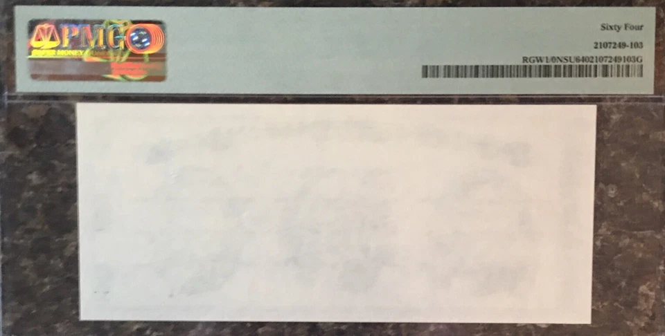 1970's $1 GIORI PRESS TEST NOTE Lincoln Memorial Green Front Blank Back PMG 64 - Image 2 of 2