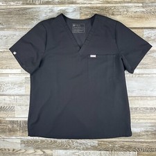 Women's XL Figs scrub top black nurse medical