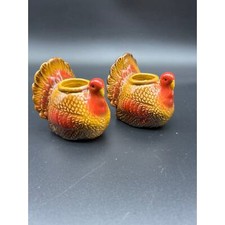 Ceramic Thanksgiving Turkey Candle Holders Tabletop Decor