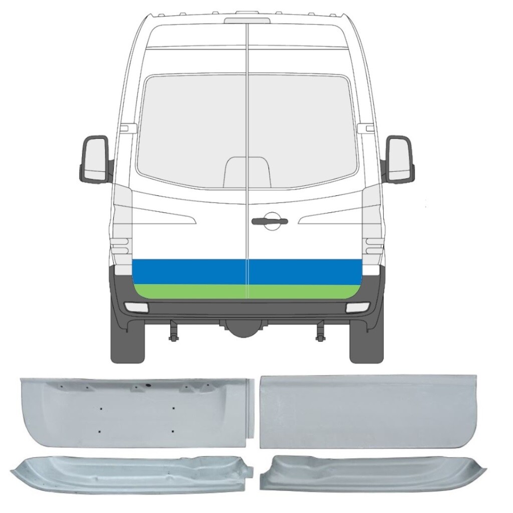 MERCEDES SPRINTER VW CRAFTER 2006- REAR DOOR REPAIR PANEL INNER OUTER / SET OF 4