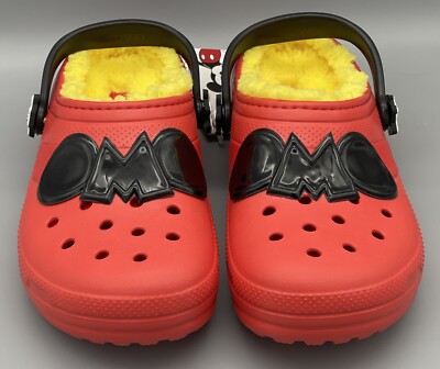 Crocs Classic Lined Red Clogs Shoes Disney Mickey Mouse