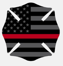 Black Subdued Reflective Thin Red Line Maltese Cross Fire Decal Multiple Size