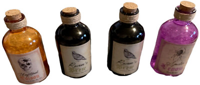 Halloween Glass Potion Bottle Raven Brew Unfiltered Poison Spider Set Of 4 new