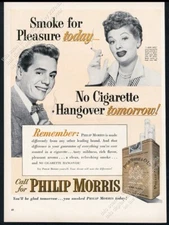 1952 Lucille Ball Desi Arnaz photo Philip Morris cigarettes vintage print ad