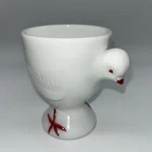 Vintage Westmoreland White Milk Glass Large Egg Cup Figural Chicken Hen Rooster