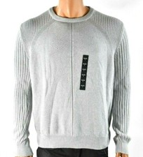 Sean John Mens Sweater Pullover New M Gray Long Sleeves Crew Neck Cotton Knitted