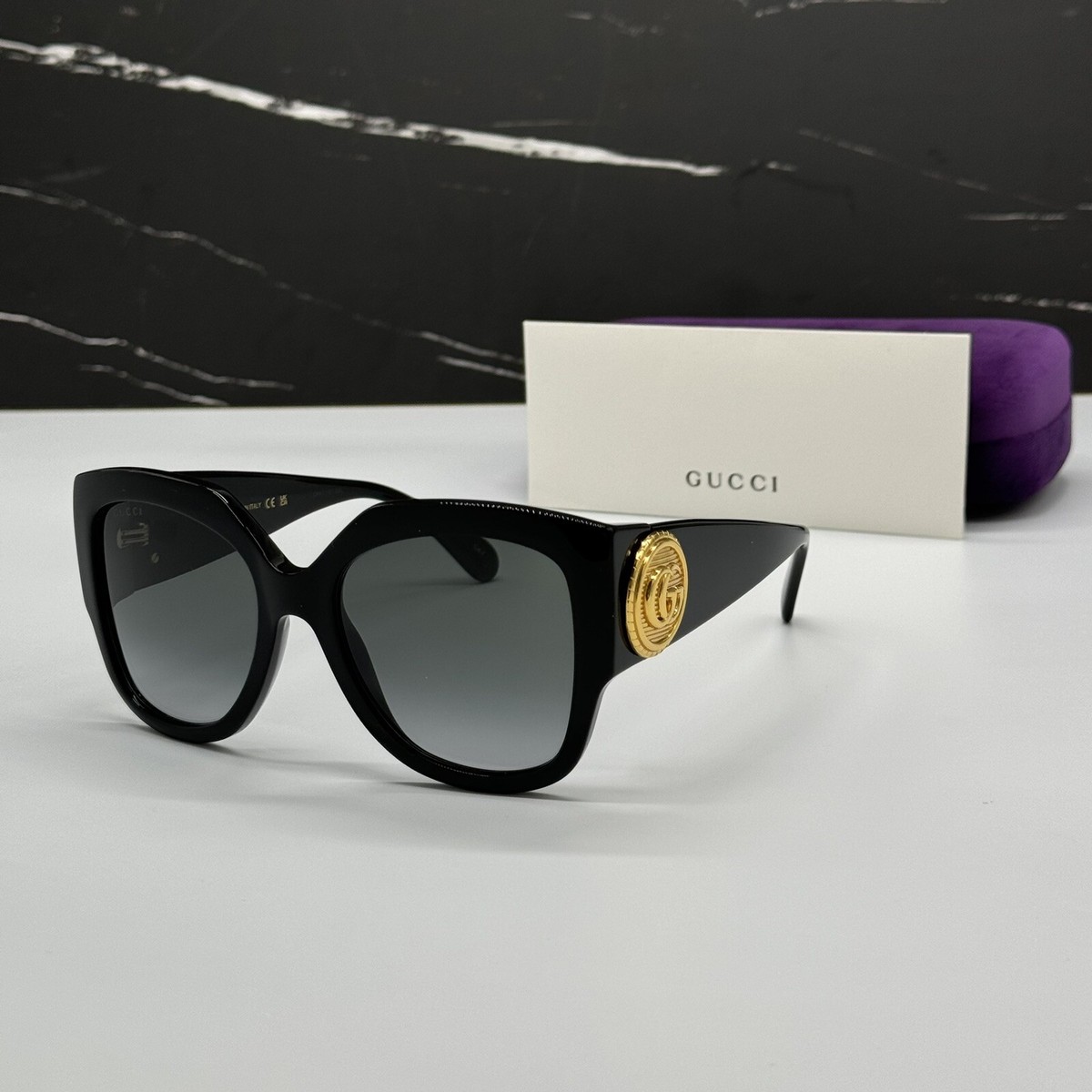 NEW GG1407S 001 GUCCI OVERSIZED BLACK GREY WOMEN SUNGLASSES