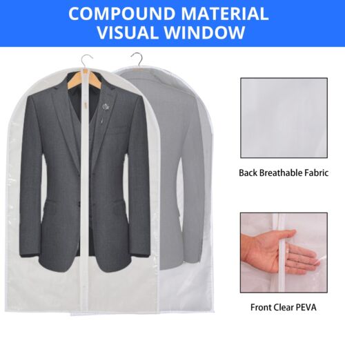 Clear Garment Bag Suit Bags Closet Storage Dust Cover with Zipper for Clothes - Picture 39 of 95