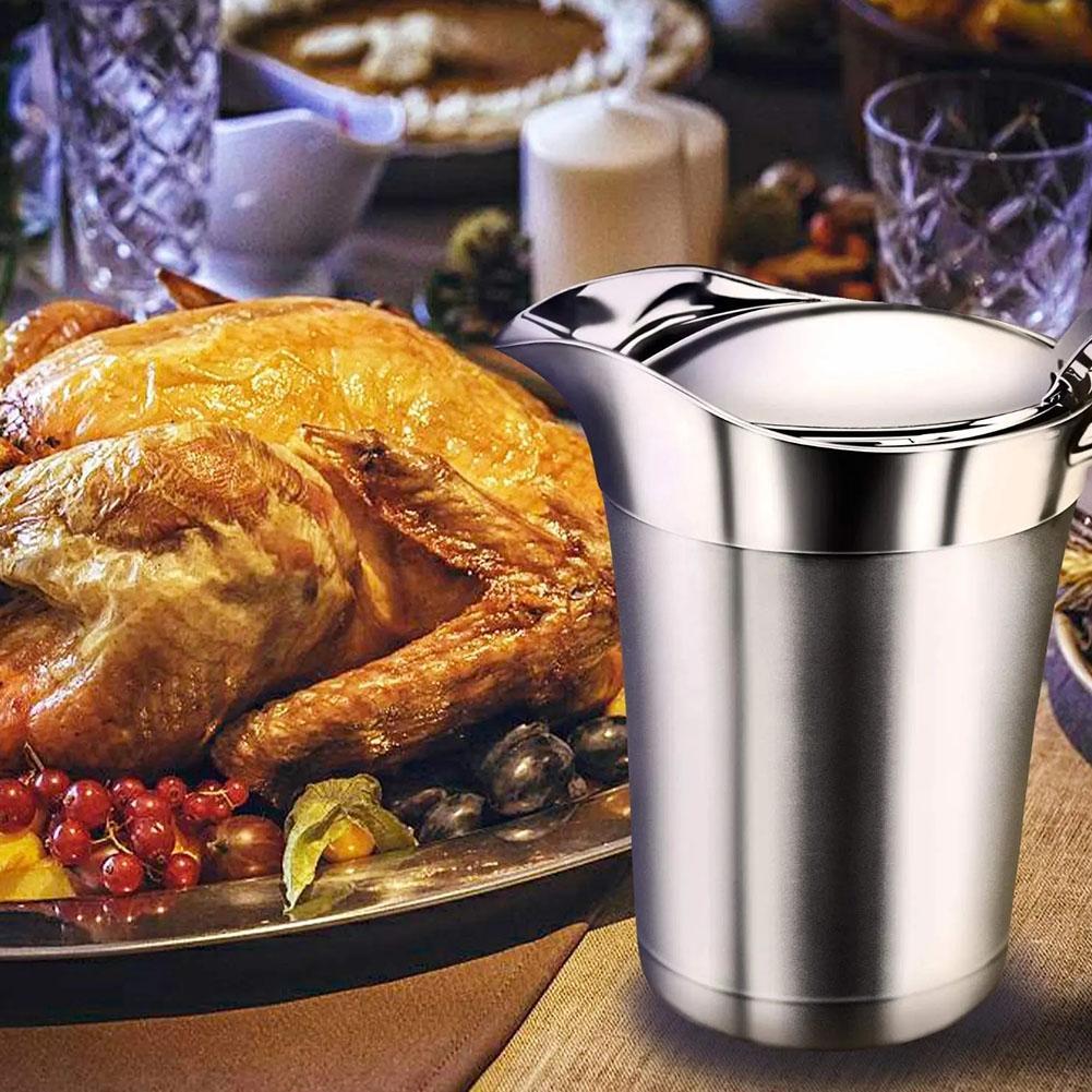 Stainless Steel Gravy Boat 500/750ml Double Insulated Jug Food Flask eBay