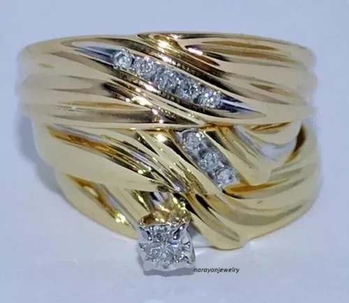 1.76Ct Real Moissanite Engagement Wedding Trio Ring Set 14k Yellow Gold Plated