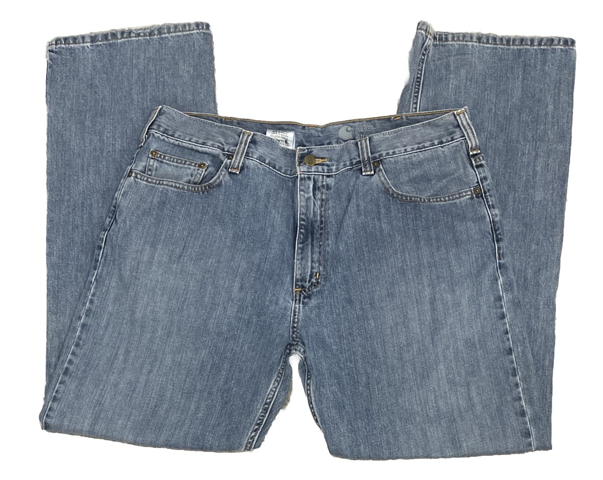 Carhartt Blue Jeans Loose Straight Fit Med Wash Denim Cotton B325