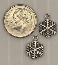 Winter, Holiday Snowflake Charms .925 Sterling Silver PAIR