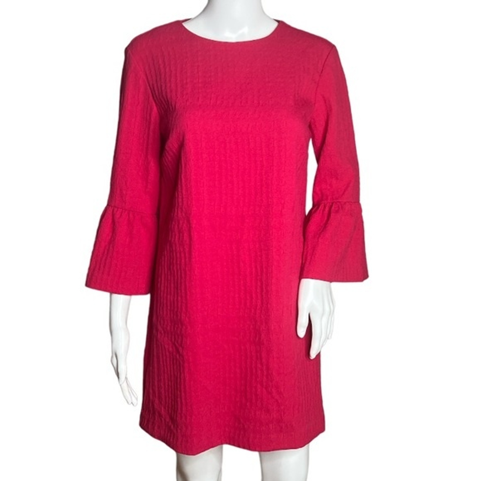 Zara Woman Mini Dress Hot Pink Ruffle Sleeves 3/4 Sle… Gem