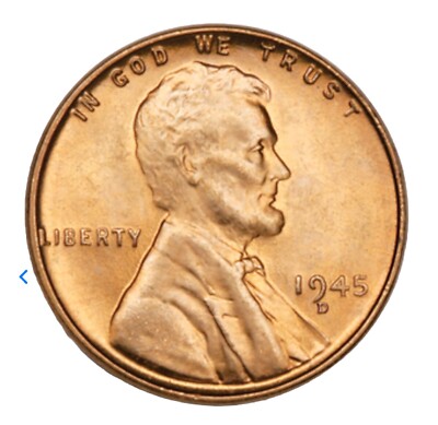 1945-D LINCOLN CENT RED GEM BU OBW | BEST VALUE ON EBAY | FREE S&H W/TRACKING
