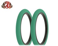 2 ALTA PERFORMANCE BICYCLE WIRE BEAD TIRE 18" X 1.95 GREEN BMX/FREESTYLE TREAD.