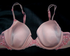 Vtg Victoria's Secret Angels Rose Pink Full Coverage Bra 02/05 - Size 34A