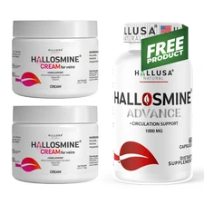 2 Pack - Hallosmine Cream Veins support + Free Hallosmine Advance 1000mg diosmin