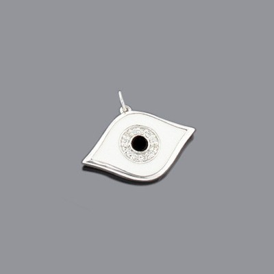 Damen 14K Gold Diamant Evil Eye Charm Anhänger 0,07ct