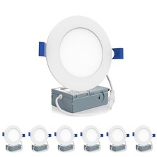 Paquete de 6 luces de techo empotradas LED de 4 pulgadas Meconard con caja de conexiones, 5000K Dayli