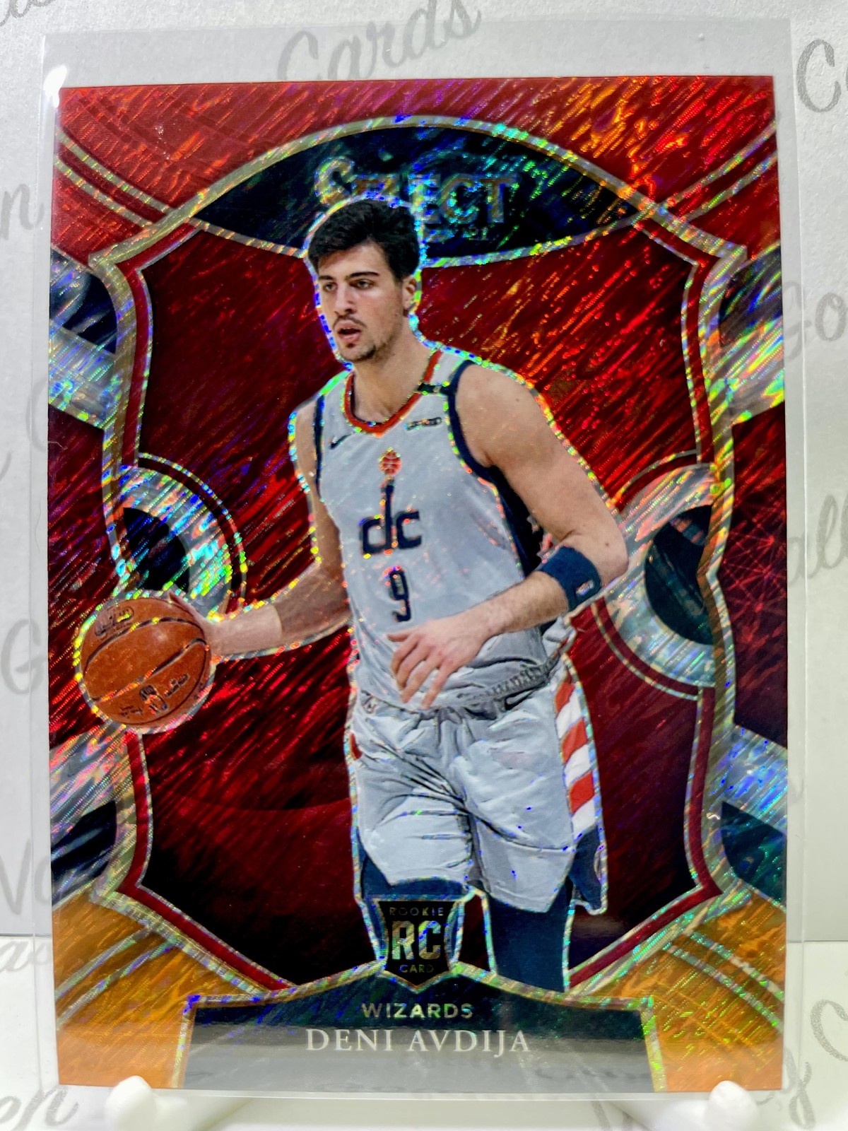 2020-21 Select Red White Orange Shimmer #69 Deni Avdija Rookie RC Wizards