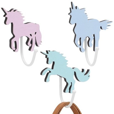 3 Pcs Unicorn Wall Hooks Colorful Coat Rack Hooks Unicorn Shaped Decorative W...