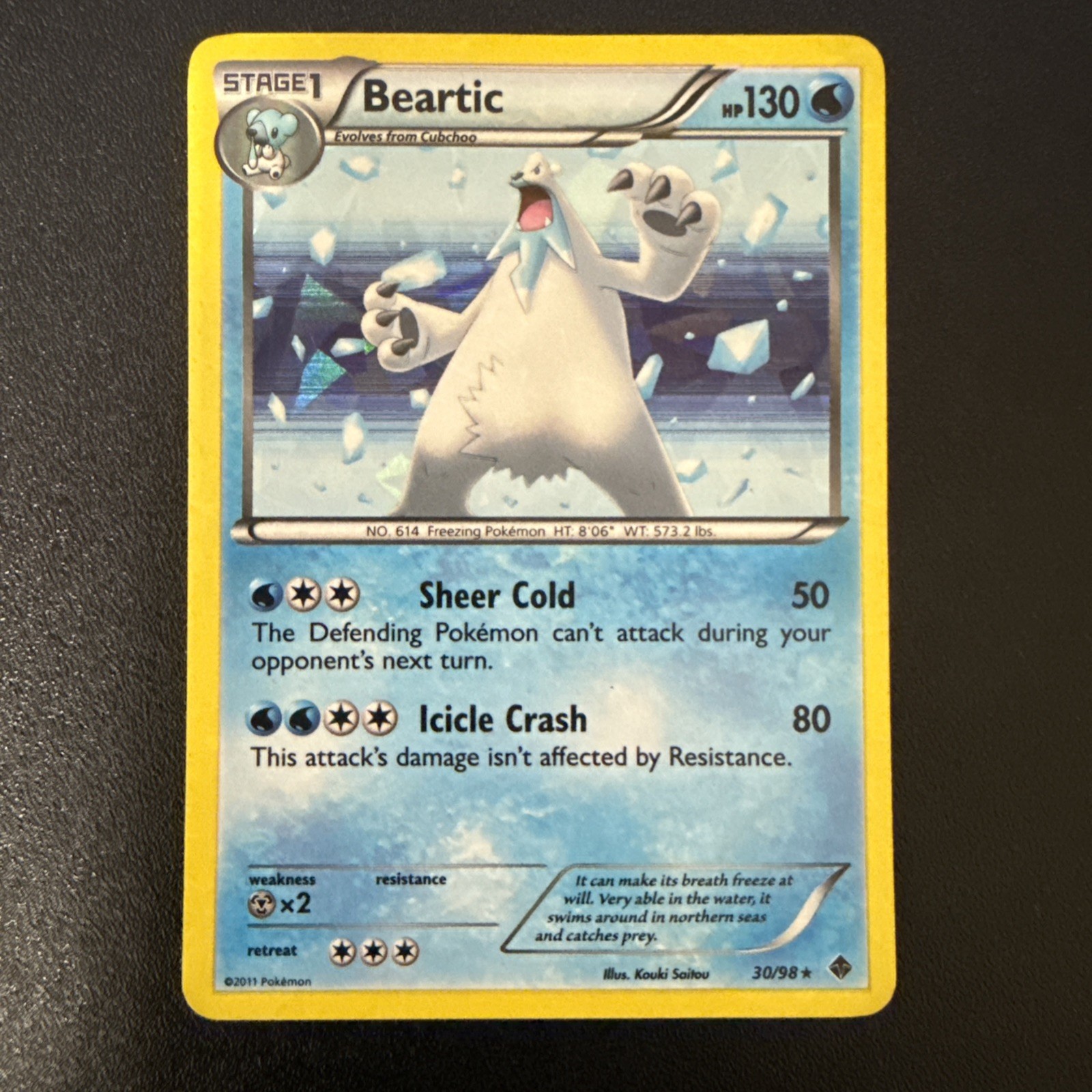 2011 POKEMON BLACK & WHITE EMERGING POWERS 30 BEARTIC-HOLO CRACKED ICE - MP