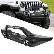 Fit For 2007-2024 Jeep Wrangler Jk Jl Front Solid Bumper W Led Lights Wled