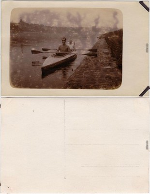 Dresden Private Photo Postcard Rowingers at the Waldschlösschen on the Elbe 1928