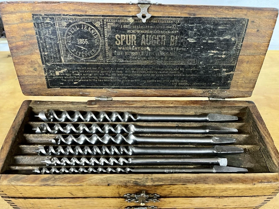 Vintage Set Russell Jennings 3 Tier Box Double Twist Auger Brace Drill Bits Nice - Image 4 of 4